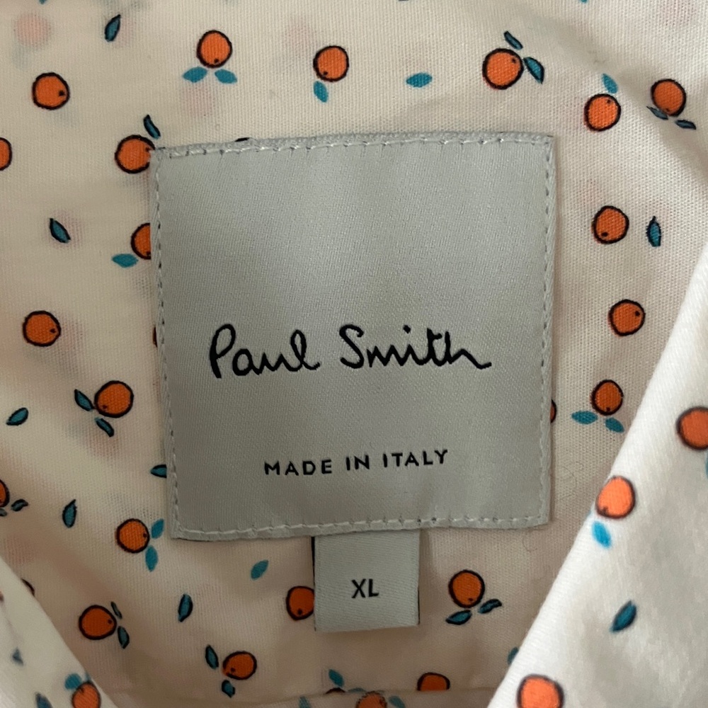 Paul Smith Cream Shirt with Micro-Oranges Pattern size XL like new - Picture 2 of 4